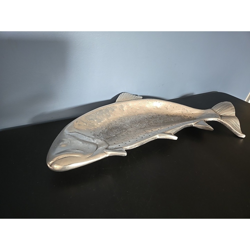 Vtg Trout Fish Large Aluminum Platter Tray  Bruce Cox ?